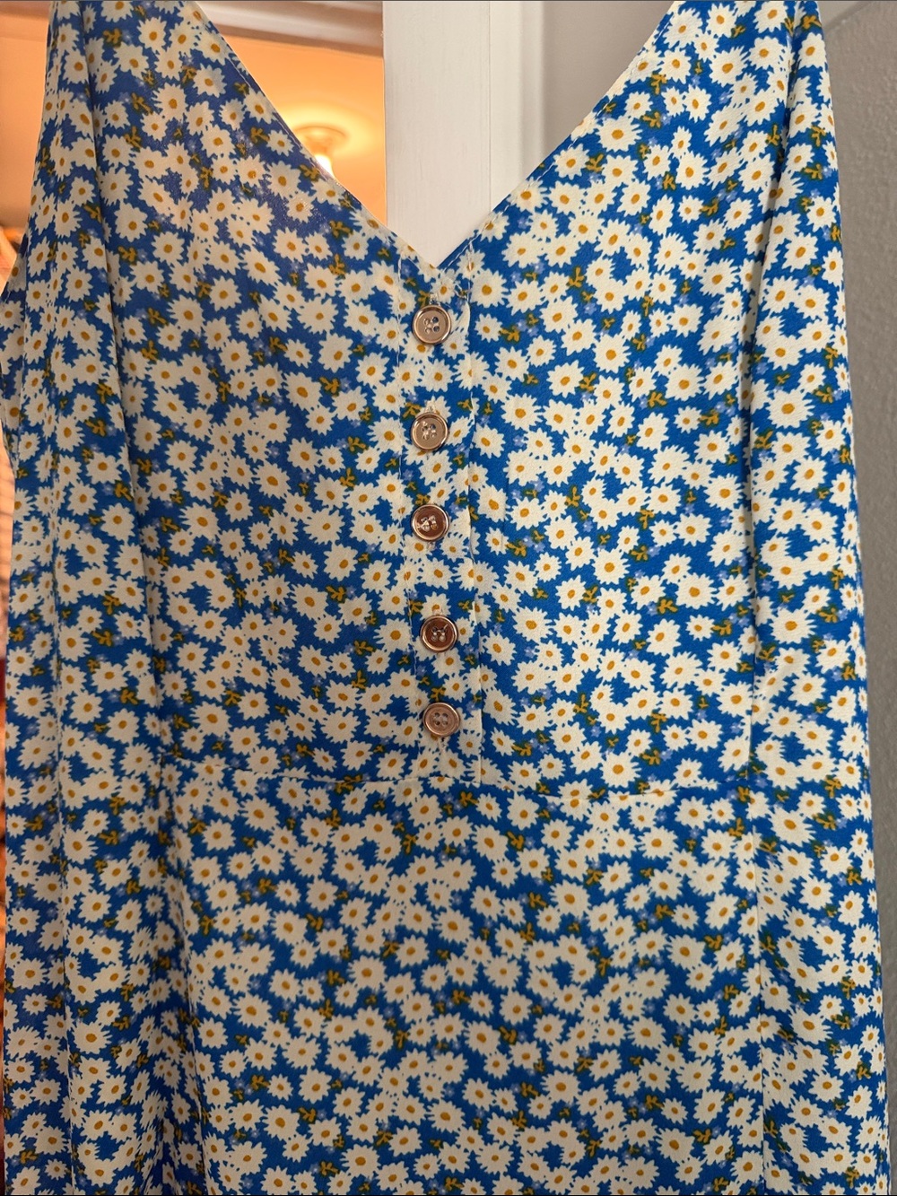 Lulus Darling Daisies Blue Floral Print Midi Dress - Size S - Picture 3 of 3